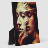 Surreal Woman Portrait with Painted Mask フォトプラーク (側面)