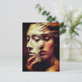 Surreal Woman Portrait with Painted Mask ポストカード (スタンド正面)