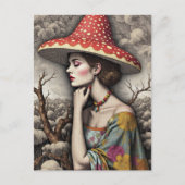 Surreal Woman With a Mushroom Hat ポストカード (正面)