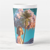 Surreal Woman with Palm Tree カフェラテマグ (正面)