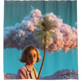 Surreal Woman with Palm Tree シャワーカーテン (正面)