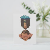 Surreal Woman With Rain Cloud Collage ポストカード (スタンド正面)
