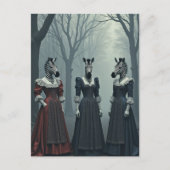 Surreal Women With Zebra Heads in Forest ポストカード (正面)