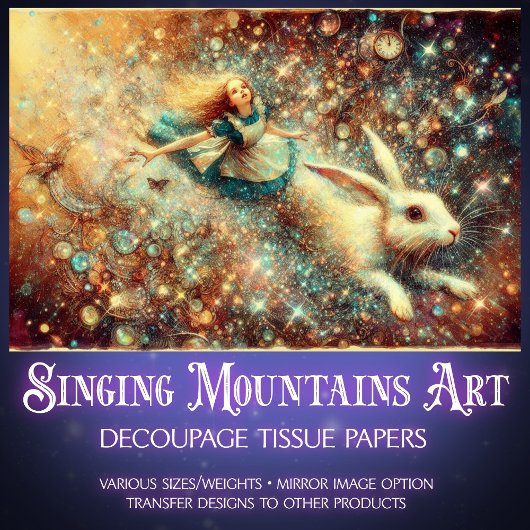 Surreal Wonderland Rabbit Hole Fantasy Decoupage 薄葉紙