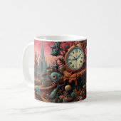Surreal World Fantasy Landscape with old clock コーヒーマグカップ (正面左)