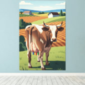 Surreal WPA styled cow キャンバスプリント (インサイチュ (ウッドフロア))
