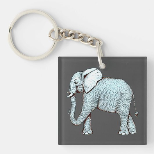 Surrealephant - Surreal Elephant Illustration キーホルダー (正面)