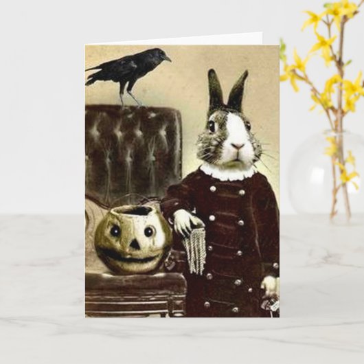 Surrealisticヴィンテージの芸術のハロウィンの挨拶状 カード (黄色い花)