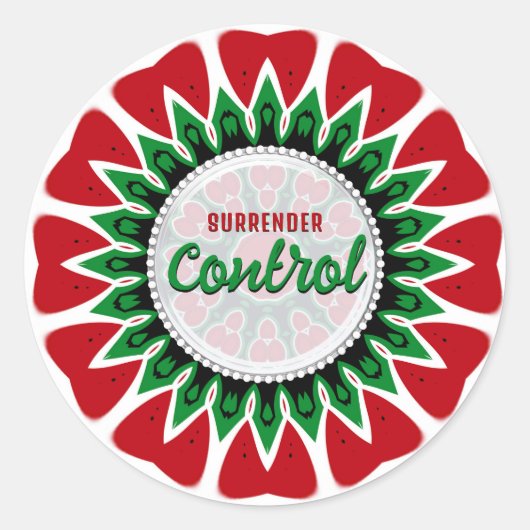 Surrender Control Wise Word Reminder Words ラウンドシール (正面)