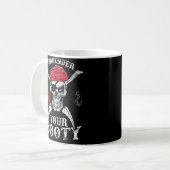 Surrender Your Booty Pirate Skull Funny Jolly Roge コーヒーマグカップ (正面左)