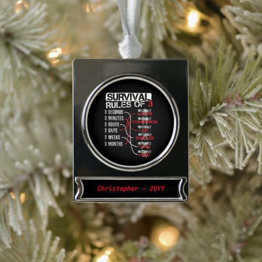 Survival Rules of Three - Wilderness Quiz シルバープレートバナーオーナメント (ツリー)