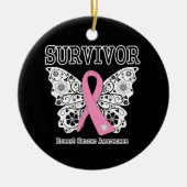 SURVIVER – 乳がん蝶 セラミックオーナメント (正面)