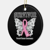 SURVIVER – 乳がん蝶 セラミックオーナメント (左)