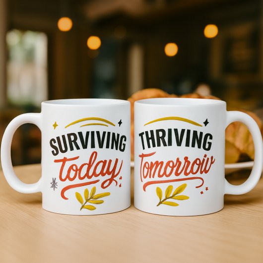 Surviving Today & Thriving Tomorrow Motivational コーヒーマグカップ