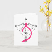 Survivor Bow Arrow Warrior Hope Pink Ribbon Breast カード (黄色い花)