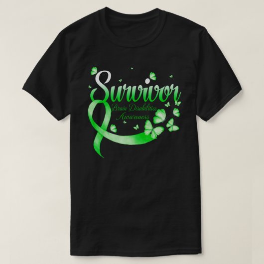 Survivor Brain Disabilities Awareness Butterfly Tシャツ (デザイン正面)