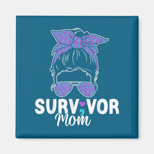 Survivor Mom - Semicolon Suicide Prevention Awaren マグネット (正面)