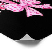 Survivor Pink Ribbon Coquette Bow Breast Cancer Aw ポスター (角)