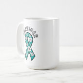 Survivor SA Teal Awareness Ribbon コーヒーマグカップ (正面左)