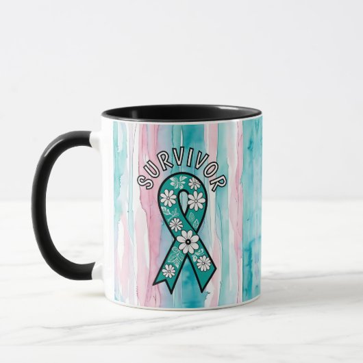 Survivor SA Teal Awareness Ribbon マグカップ (左)