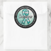 Survivor SA Teal Awareness Ribbon ラウンドシール (バッグ)
