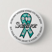 Survivor SA Teal Awareness Ribbon 缶バッジ (正面)