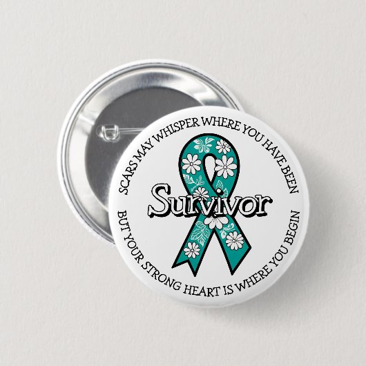 Survivor SA Teal Awareness Ribbon 缶バッジ (正面&裏面)