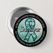 Survivor SA Teal Awareness Ribbon 缶バッジ (正面&裏面)