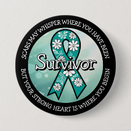 Survivor SA Teal Awareness Ribbon 缶バッジ