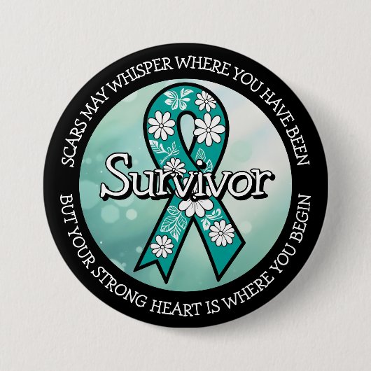 Survivor SA Teal Awareness Ribbon 缶バッジ (正面)