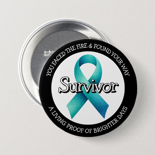Survivor SA Teal Awareness Ribbon 缶バッジ (正面&裏面)