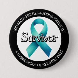 Survivor SA Teal Awareness Ribbon 缶バッジ