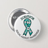 Survivor SA Teal Awareness Ribbon 缶バッジ (正面&裏面)