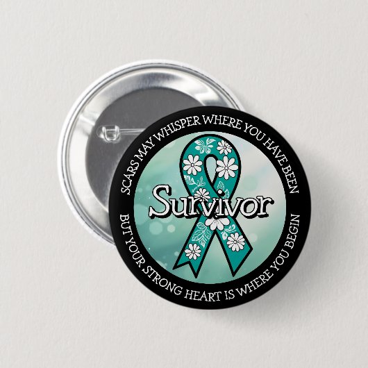 Survivor SA Teal Awareness Ribbon 缶バッジ (正面&裏面)
