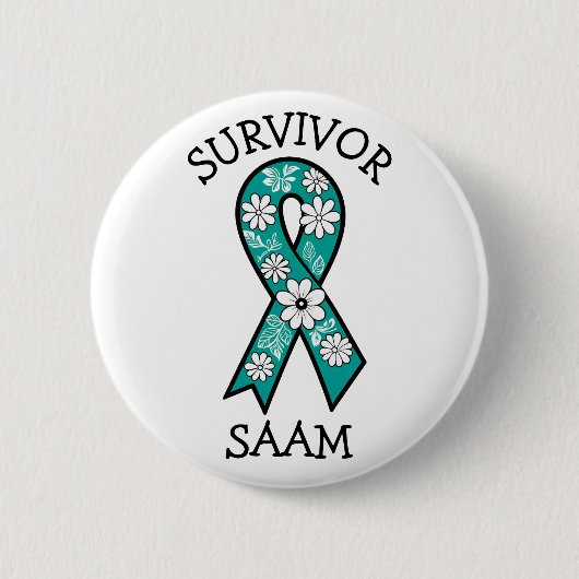 Survivor SA Teal Awareness Ribbon 缶バッジ (正面)