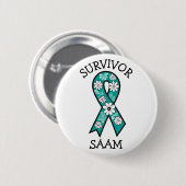 Survivor SA Teal Awareness Ribbon 缶バッジ (正面&裏面)