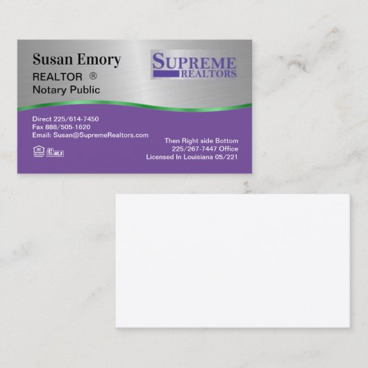 Susan Emoryサンプル 名刺 (正面/裏面)