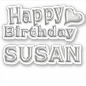 Susan Happy Birthday silver Aufkleber Sticker シール (正面)