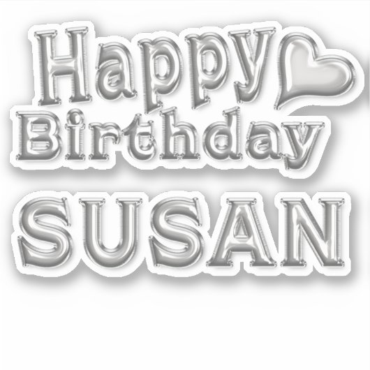 Susan Happy Birthday silver Aufkleber Sticker シール (正面)