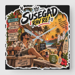 Susegad Rav Re! – Goan Lifestyle Vibes スクエア壁時計