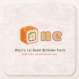 Sushi- 1st Birthday スクエアペーパーコースター
