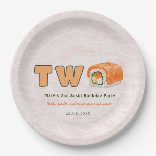 Sushi- 2nd Birthday ペーパープレート (正面)