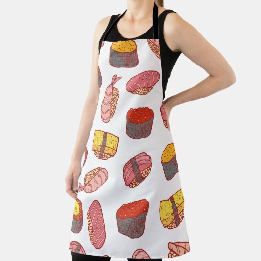 Sushi and rolls seamless pattern. Doodle cartoon c エプロン (インサイチュ)