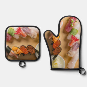 Sushi Arc Delight – Elegant Kitchen Duo 鍋つかみ&鍋敷きセット