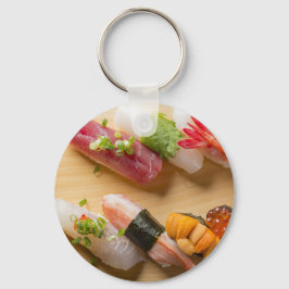 Sushi Art Keychain – Classic Nigiri on Wooden Boar キーホルダー