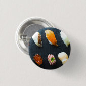 Sushi Beauty on Leaf – SUSHIMI Button Badge 缶バッジ (正面&裏面)