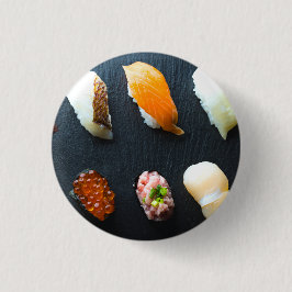 Sushi Beauty on Leaf – SUSHIMI Button Badge 缶バッジ