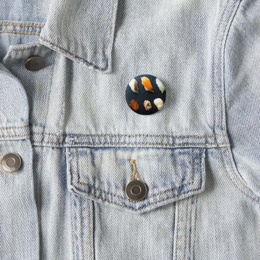 Sushi Beauty on Leaf – SUSHIMI Button Badge 缶バッジ (インサイチュ)