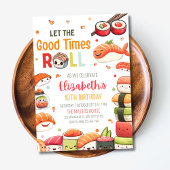 Sushi Birthday Invitation, Kawaii Sushi Birthday 招待状