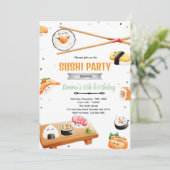 Sushi birthday kid party invitation 招待状 (スタンド正面)